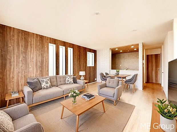 アクセントクロスを使用したワンランクアップの空間　※家具はCGです