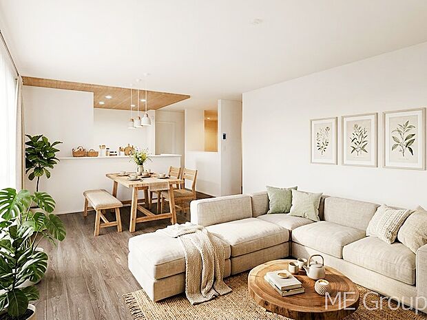 カウンター付き!開放感溢れるリビングで家族団らんが過ごせます ※家具はCGです