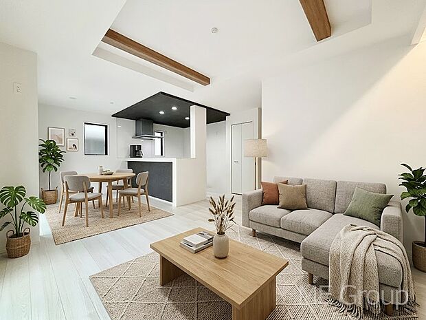 ご家族の賑やかな話し声で包まれる明るいリビング ※家具はCGです