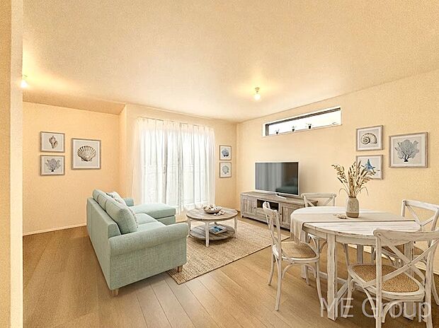 【リビング】大きな窓からたっぷりの陽光と風を感じられるリビング ※家具はCGです