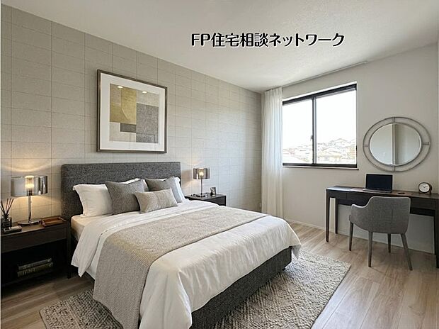 【洋室│6帖】 本画像はAIがCGで家具を作成しており、実際の現地に家具は設置されておりません。また、販売価格に家具等は含まれておりません。