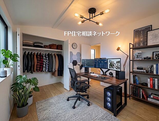 【洋室】本画像の家具、PC、棚、小物、照明等はCGです。販売価格に家具、PC、棚、小物、照明等は含まれません。