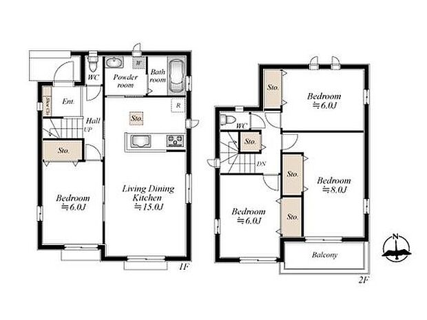 【4LDK】・LDK15帖、全居室6帖以上と広々!
・全室フローリングでお掃除ラクラク♪
・南向きバルコニーで陽当たり良好!