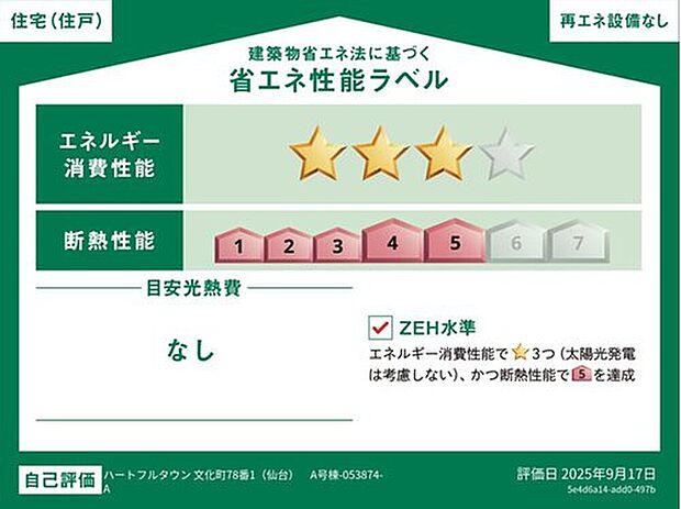 【いいだのいい家こだわり【省エネ性能ラベル】】いいだのいい家のこだわり【省エネ性能ラベル】
販売住戸が複数の場合、本ラベルは特定の住戸の性能を示すものであり全ての住戸の性能を示すものではありません。