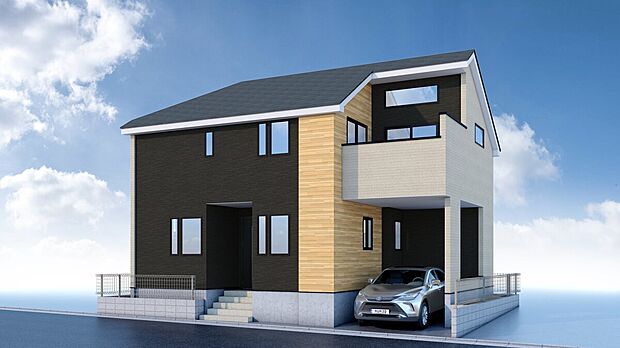 外観パース図｜水回り集約人気の２階建て