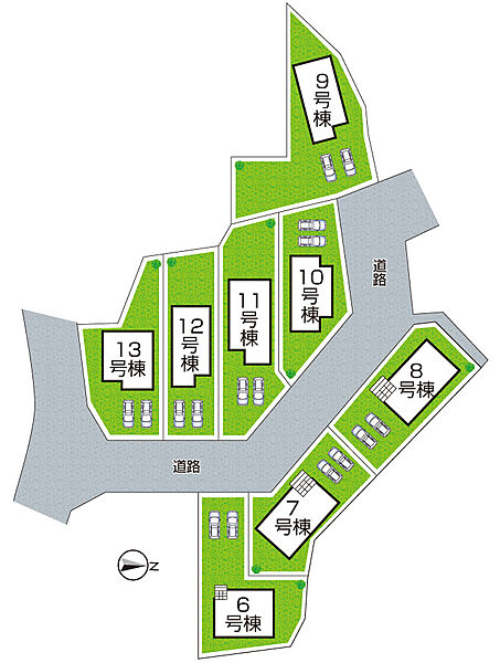 全１３区画・前面道路６ｍ