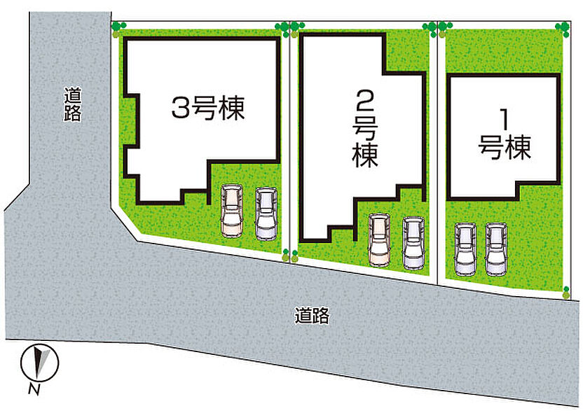 全３区画　前面道路７．４ｍ