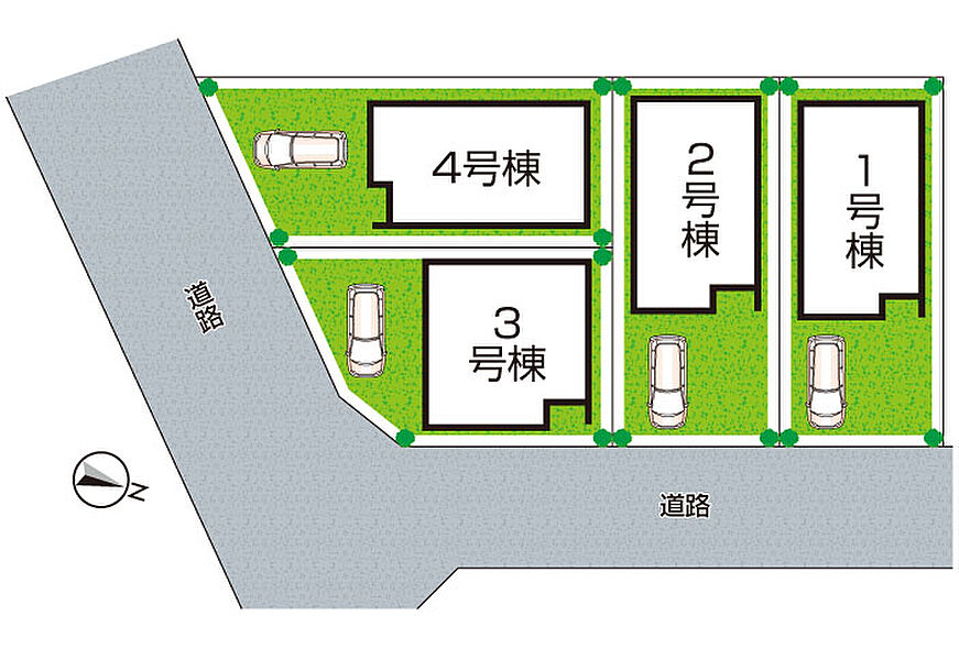 全４区画　前面道路５ｍ