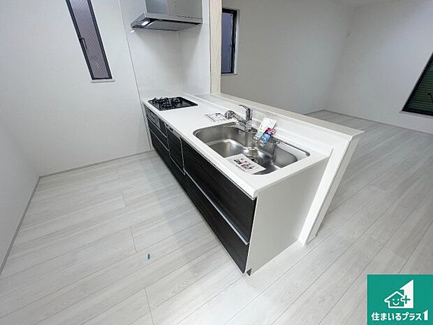 収納豊富!浄水器付きキッチン!お子さまの様子を見ながらお料理を楽しむことができますね。家族のコミュニケーションが増え会話もはずみそう!浄水器付きワイドシンク