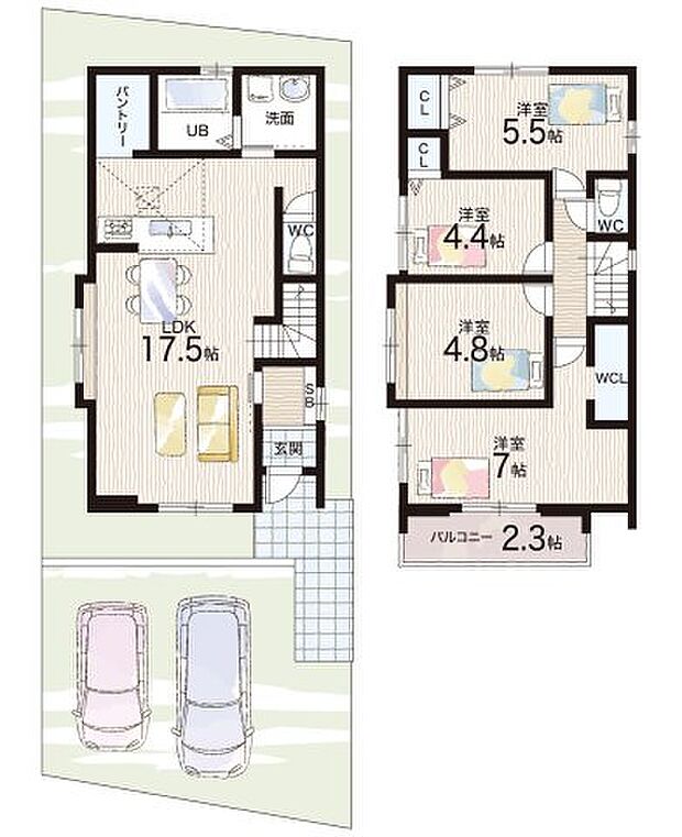 【4LDK】○朝日ヶ丘小学校・・・徒歩6分 ○山手中学校・・・徒歩28分