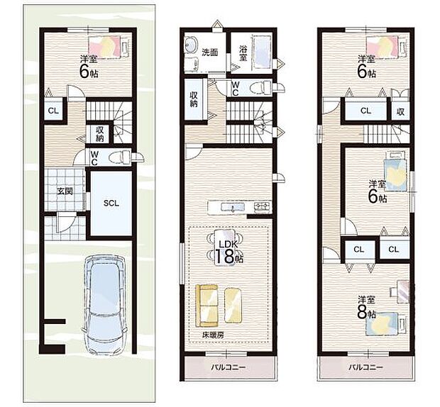 【4LDK】○少林寺小学校・・・徒歩8分 ○陵西中学校・・・徒歩9分