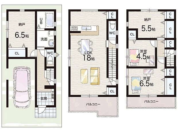 【2LDK+S(納戸)】○松原小学校・・・徒歩8分 ○第六中学校・・・徒歩5分