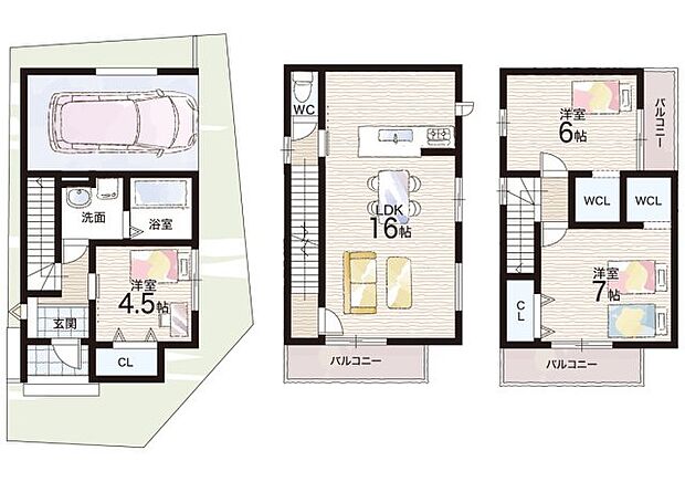 【3LDK】○第5向陽小学校・・・徒歩6分 ○勝山中学校・・・徒歩16分