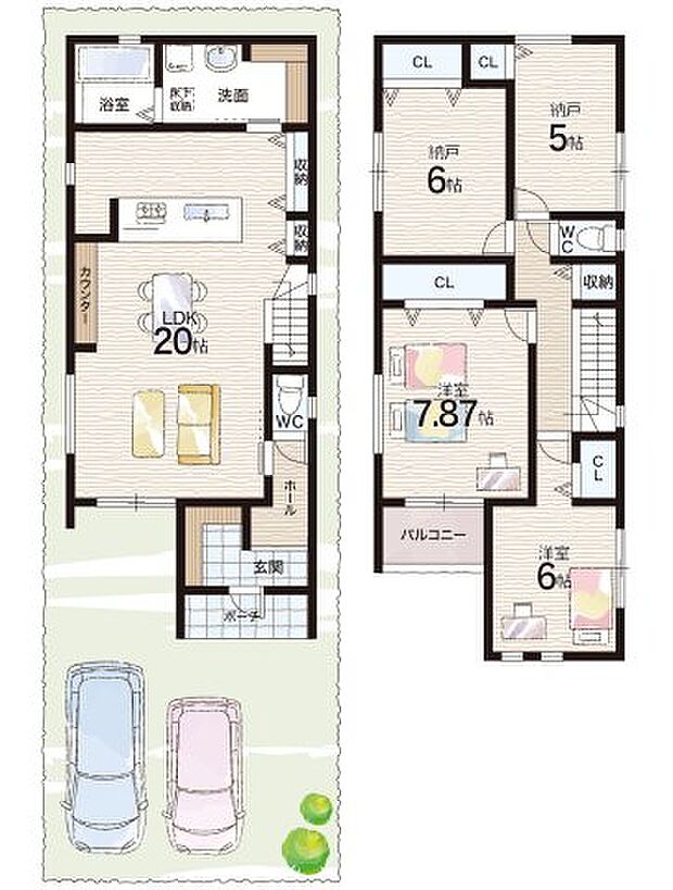 【2LDK+S(納戸)】○園和小学校・・・徒歩14分 ○園田東中学校・・・徒歩13分