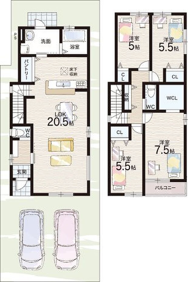 【4LDK】○大仙小学校・・・徒歩8分 ○旭中学校・・・徒歩6分