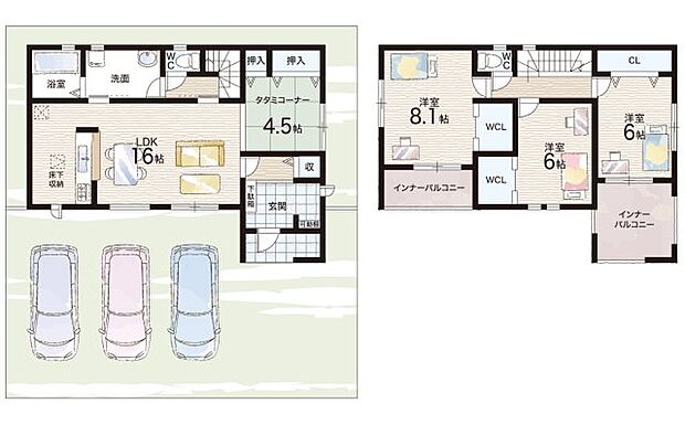 【3LDK】○平群南小学校・・・徒歩1分 ○平群中学校・・・徒歩32分