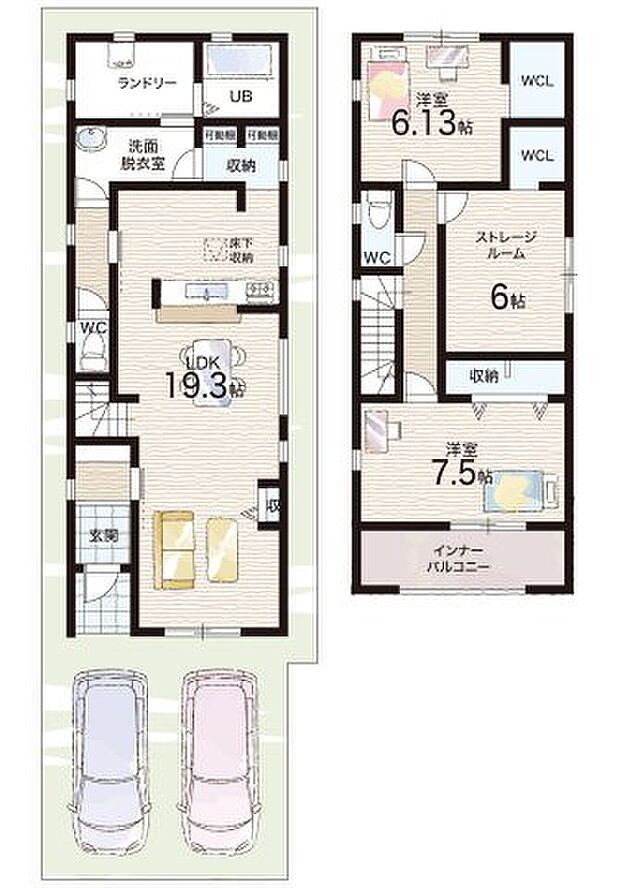 【2LDK+S(納戸)】○笹原小学校・・・徒歩4分 ○笹原中学校・・・徒歩8分