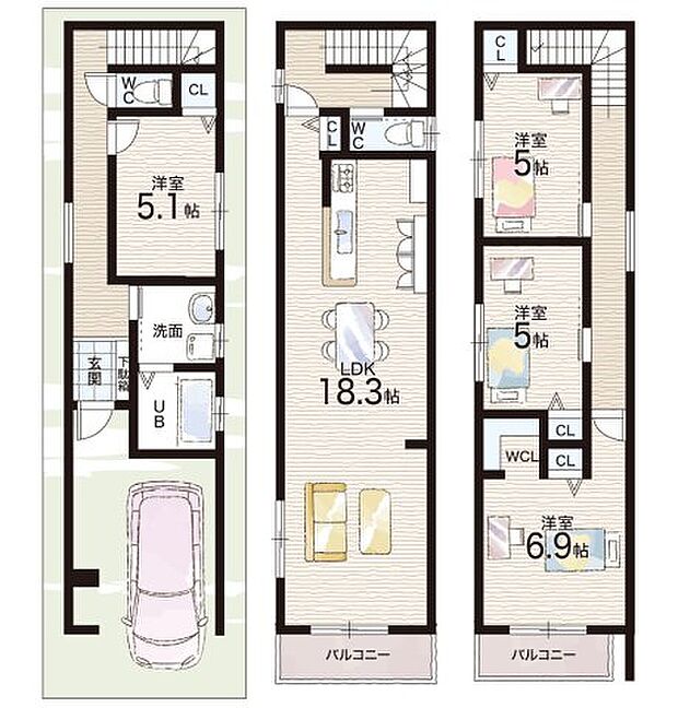 【4LDK】○荒川小学校・・・徒歩6分 ○布施中学校・・・徒歩6分