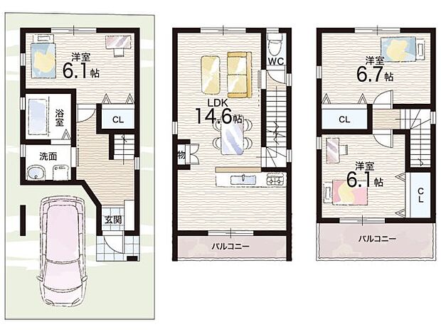 【3LDK】○曙川小学校・・・徒歩8分 ○曙川南中学校・・・徒歩8分