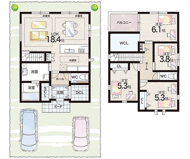 【4LDK】○甲緑小学校・・・徒歩11分 ○大原中学校・・・徒歩17分