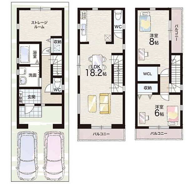 【2LDK+S(納戸)】○桜橋小学校・・・徒歩9分 ○上小坂中学校・・・徒歩3分