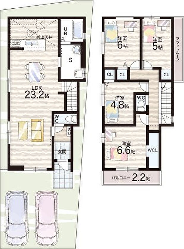 【4LDK】○第5小学校・・・徒歩14分 ○第6中学校・・・徒歩14分