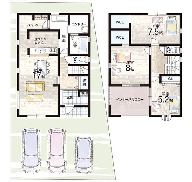 【3LDK】○上牧小学校・・・徒歩２７分 ○上牧中学校・・・徒歩２４分