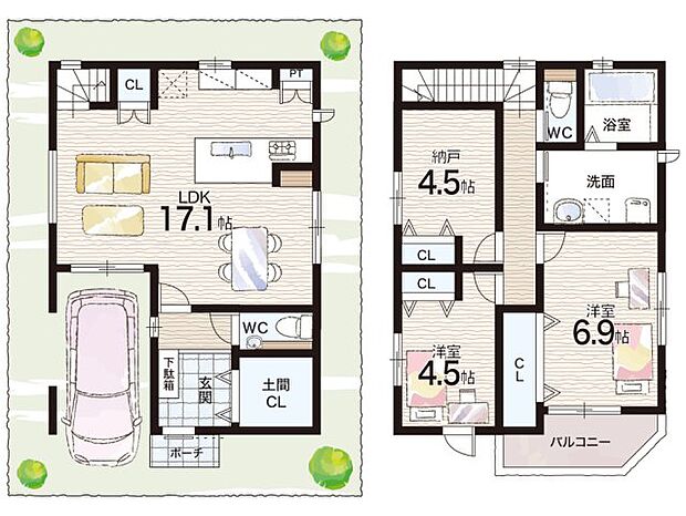 【2LDK+S(納戸)】○浜小学校・・・徒歩4分 ○小田北中学校・・・徒歩16分