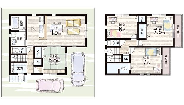 【4LDK】○斑鳩西小学校・・・徒歩17分 ○斑鳩南中学校・・・徒歩18分