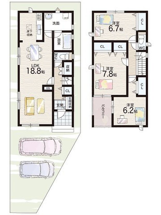 【3LDK】○くすのき小学校・・・徒歩2分 ○四條畷西中学校・・・徒歩15分