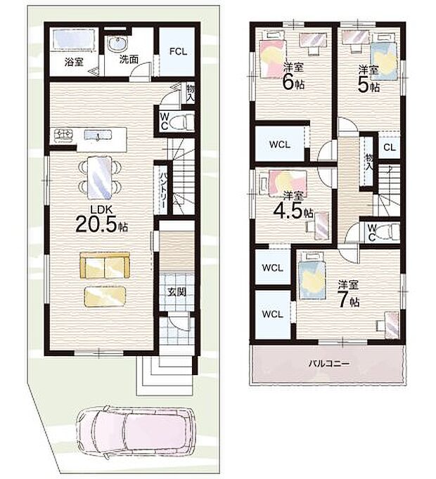 【4LDK】○唐崎小学校・・・徒歩17分 ○唐崎中学校・・・徒歩20分
