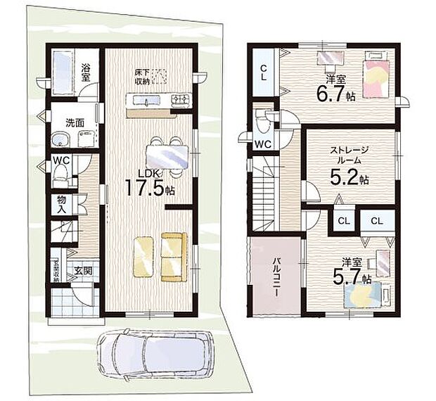 【2LDK+S(納戸)】○交北小学校・・・徒歩6分 ○山田中学校・・・徒歩8分