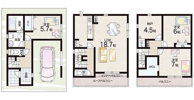 【3LDK+S(納戸)】○東山本小学校・・・徒歩6分 ○東中学校・・・徒歩5分