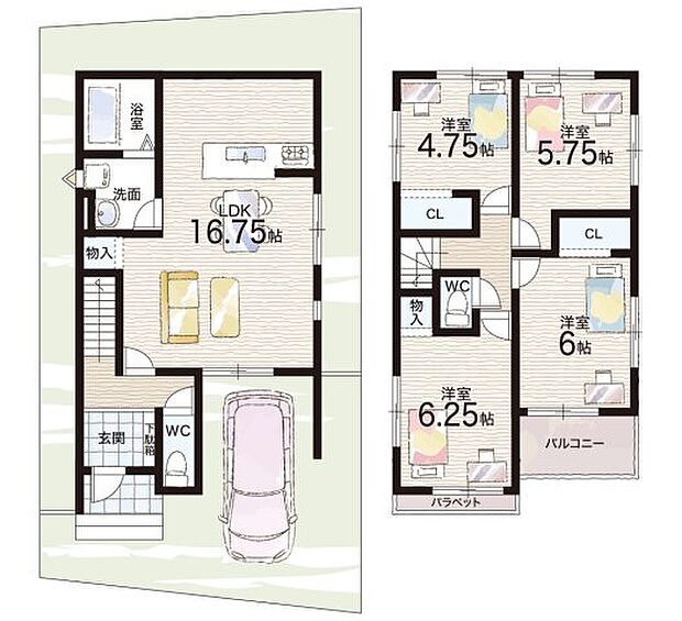 【4LDK】○富田林小学校・・・徒歩12分 ○第一中学校・・・徒歩7分