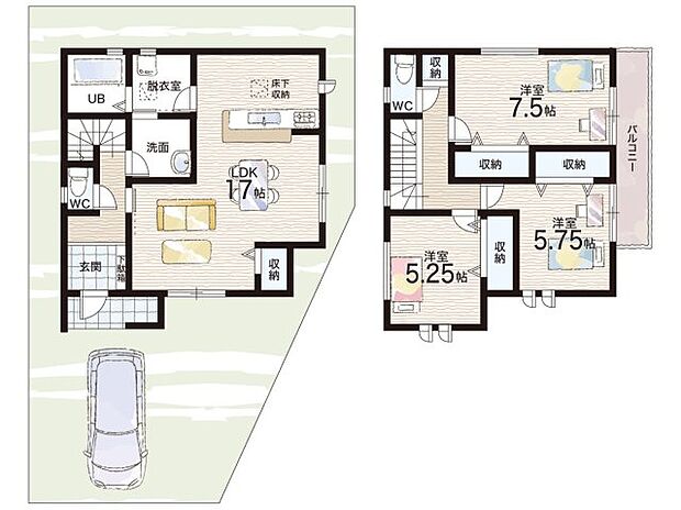 【3LDK】○山田東小学校・・・徒歩6分 ○山田中学校・・・徒歩16分