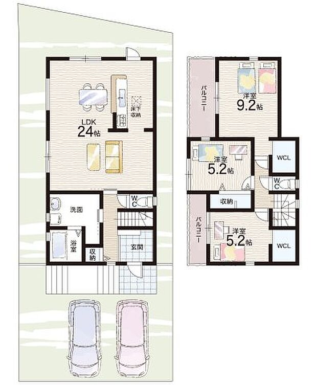【3LDK】○富雄南小学校・・・徒歩12分 ○富雄南中学校・・・徒歩10分