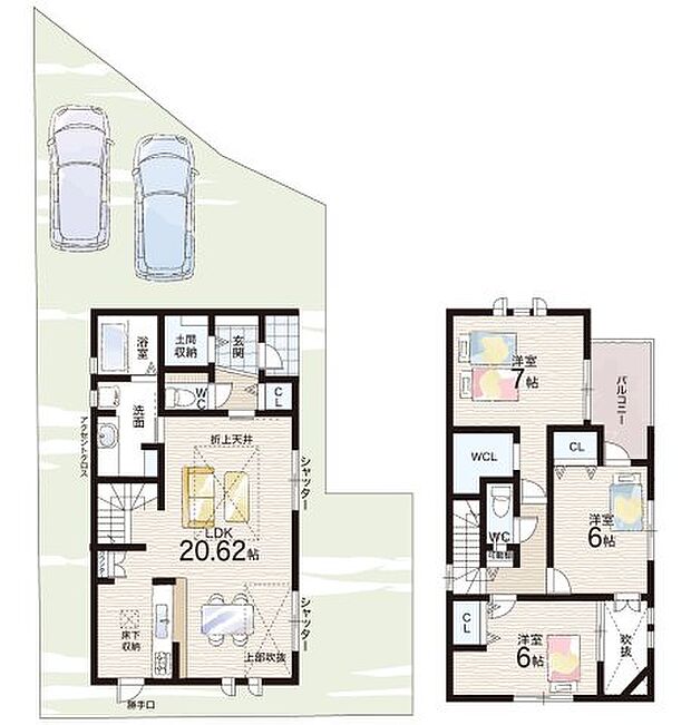 【3LDK】○鶴舞小学校・・・徒歩14分 ○登美ヶ丘中学校・・・徒歩23分