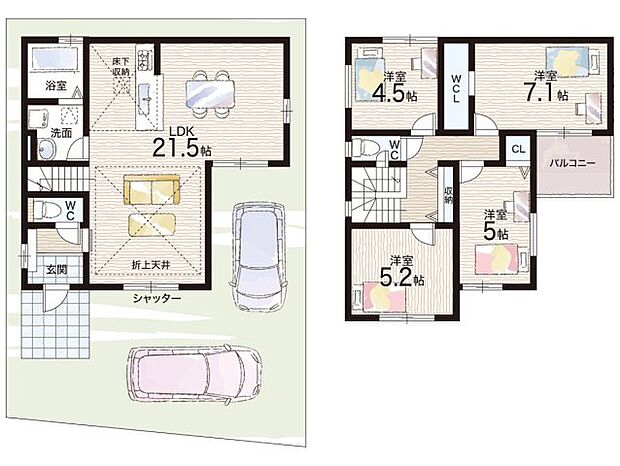 【4LDK】○津之江小学校・・・徒歩2分 ○川西中学校・・・徒歩4分