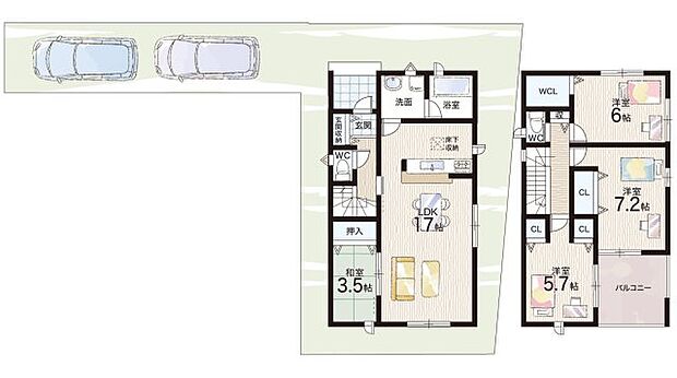 【4LDK】○平群小学校・・・徒歩13分 ○平群中学校・・・徒歩6分