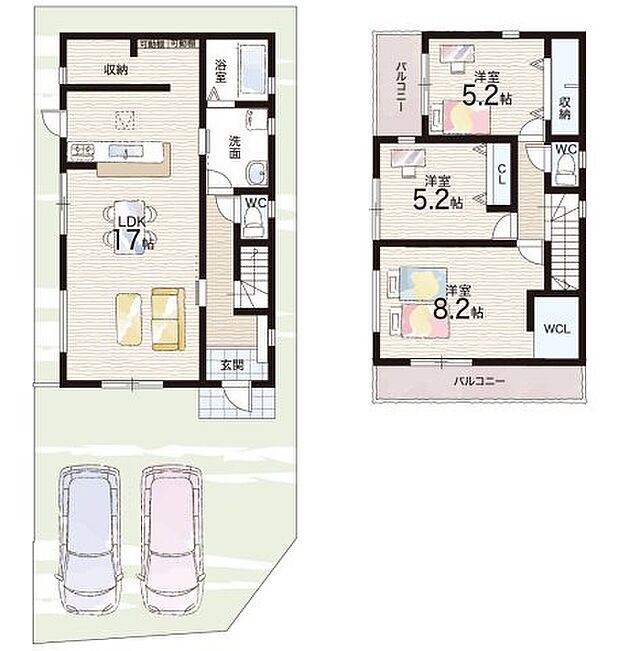 【3LDK】○佐保小学校・・・徒歩5分 ○若草中学校・・・徒歩22分