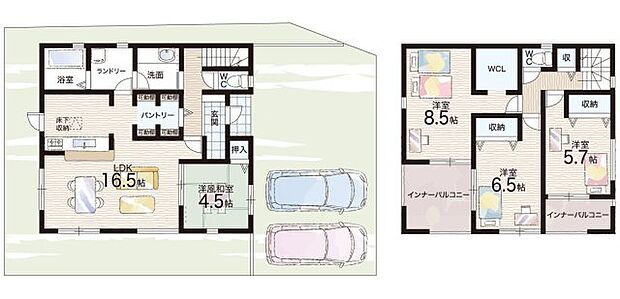 【4LDK】○広陵西小学校・・・徒歩20分 ○広陵中学校・・・徒歩11分