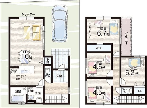 【4LDK】○大山崎小学校・・・徒歩10分 ○大山崎中学校・・・徒歩11分
