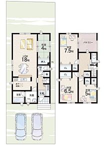 ○五個荘小学校・・・徒歩24分 ○五個荘中学校・・・徒歩21分 