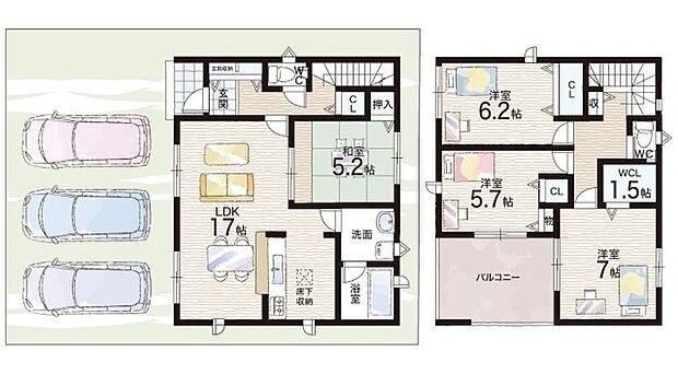 【4LDK】○安倍小学校・・・徒歩13分 ○桜井中学校・・・徒歩32分