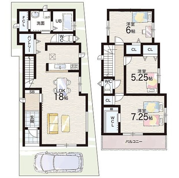【3LDK】○黒山小学校・・・徒歩12分 ○美原中学校・・・徒歩18分