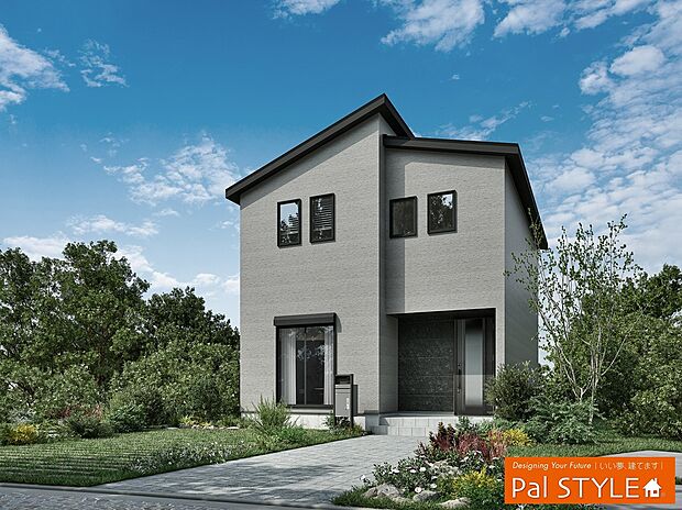 外観イメージパース
敷地面積/ 120.07m2 (36.32坪)　延床面積/ 100.19m2 (30.3坪)1階面積/ 51.34m2　2階面積/ 48.85m2