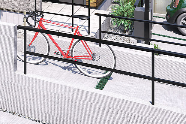 【【フェンス】】街を柔らかく区切りながらシャープな印象を演出するブラックカラーのフェンスをデザインしました。