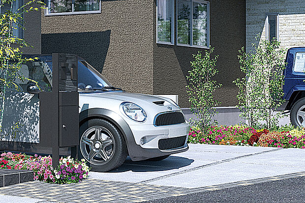 【【カースペース2台標準】】生活に欠かせないカースペースは2台分を確保しました。自転車やバイク置き場としも活用できる他、セカンドカーの所有や、来客時にも便利です。