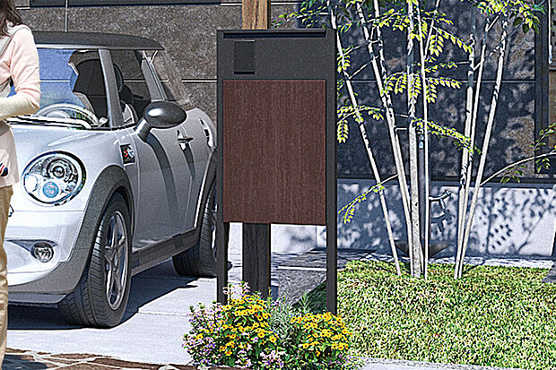 【【宅配ボックス付機能門柱】】外出中や手が離せない時でも荷物を受け取ることができる便利な宅配ボックス付の門柱を採用しました。再配達の手間がなくなるため、忙しい毎日をより快適に過ごすことができます。