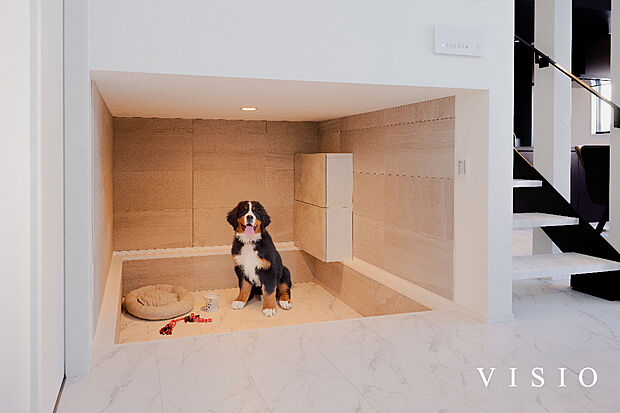 【スキップフロアの下スペースを有効活用した『ペットルーム』】ダウンフロアにすることで窮屈にならず、ペットもゆったりくつろげます。